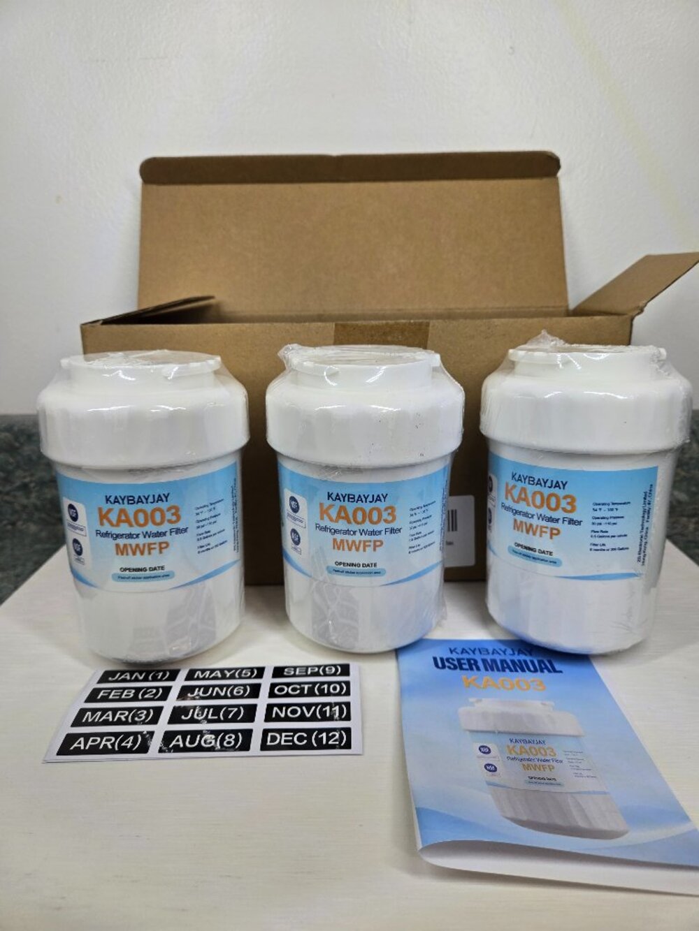 Kaybayjay KA003 Refrigerator Water Filter 3 Pack Compatible GE MWF MWFP GWF